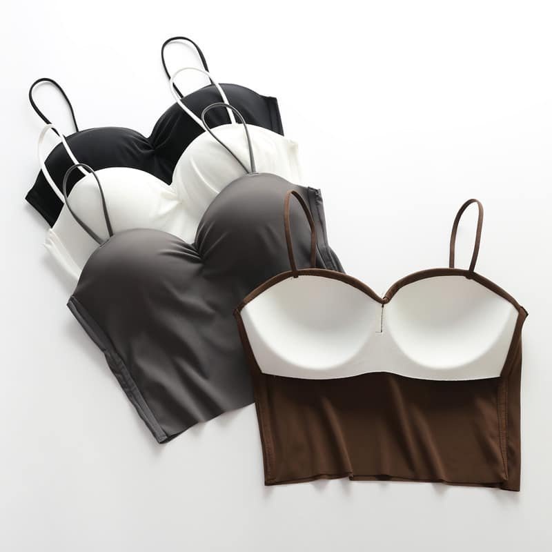 Áo Bra Đúc Su Hai Dây Mảnh Dáng Dài Nhún Ngực Kèm Mút Đệm 558