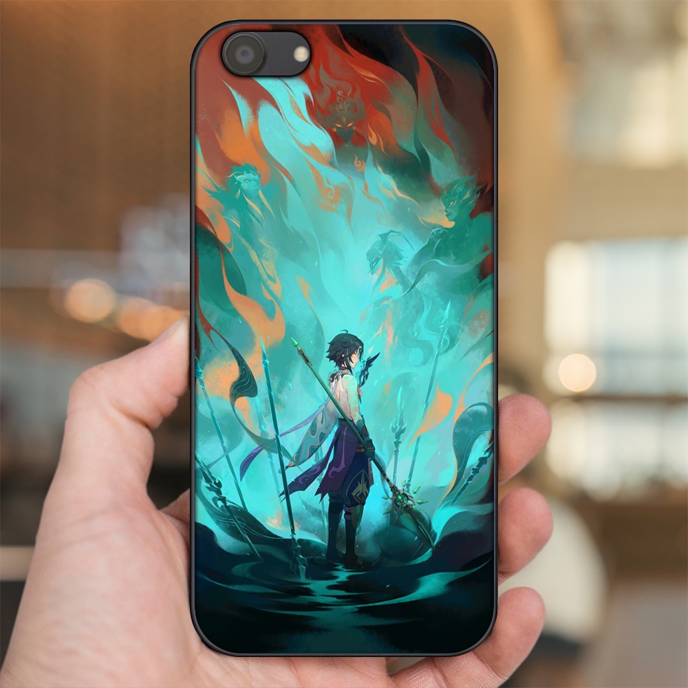 Ốp lưng Oppo A83 viền đen in hình Xiao Genshin Impact