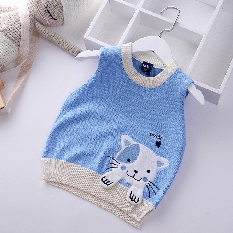 Áo ghi lê len mèo màu hồng, xanh cho bé gái bé trai