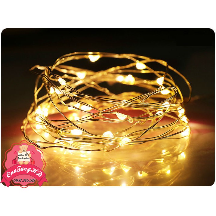 Dây Đèn Dài 2M Gồm 20 Đèn LED Chạy Bằng Pin Trang Trí Quà Tặng