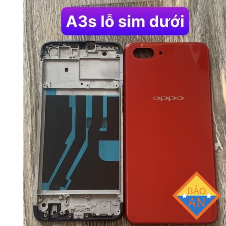 Vỏ oppo A3s (16G) khay sim lỗ dưới full bộ như hình (chưa có khe sim)