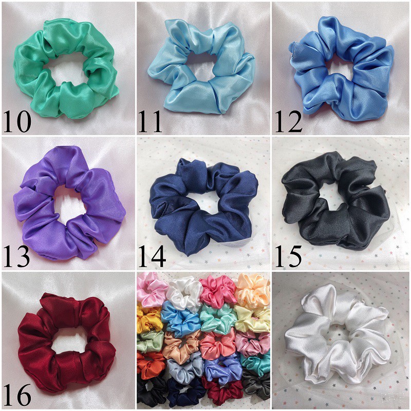 PKT00078 - Dây Cột Tóc Vải Cột Scrunchies Satin Lụa Phi Bóng Mềm Màu Vintage Pastel [PKT00078]