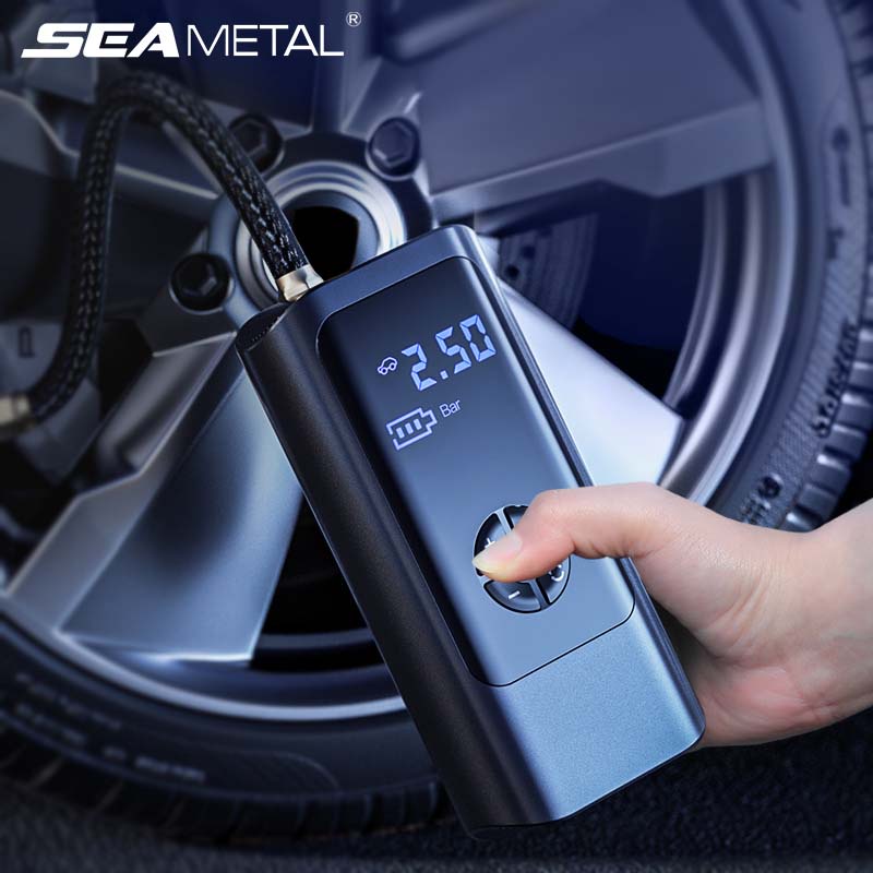 Máy Bơm Lốp Xe Hơi/Xe Máy Điện Tử Không Dây Di Động 12V