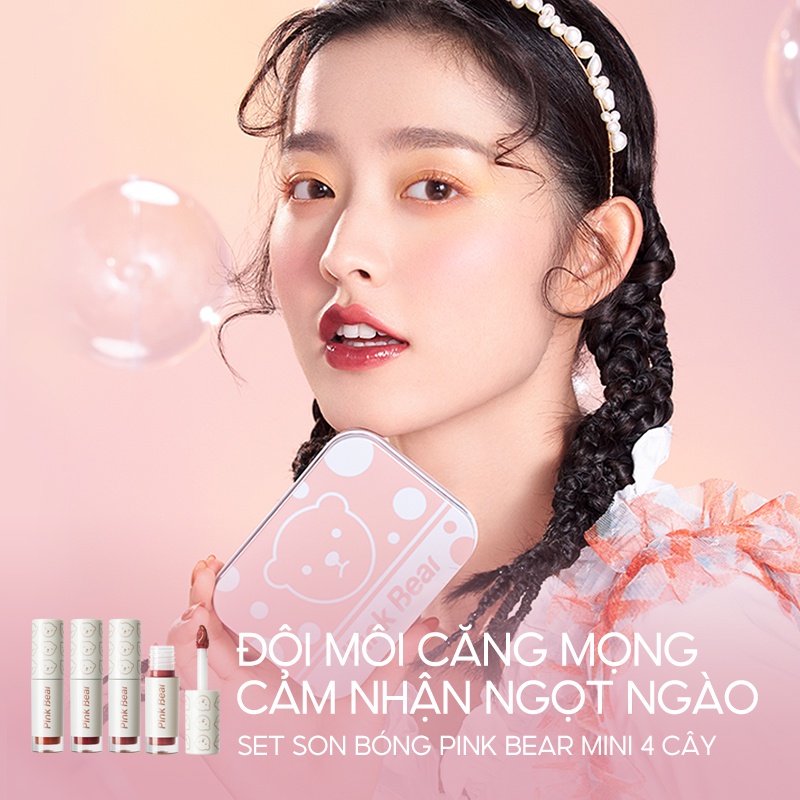 Set Son Bóng Pink Bear Mini 4 cây Glass Shine 6g | BigBuy360 - bigbuy360.vn