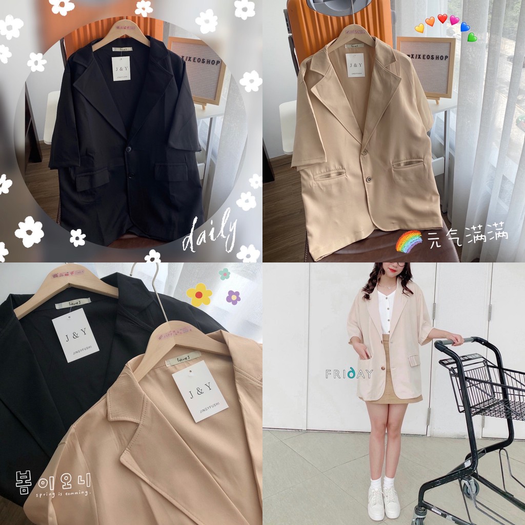 Áo blazer nữ ngắn tay, áo vest khoác ngoài phong cách Hàn Quốc xixeoshop - V39