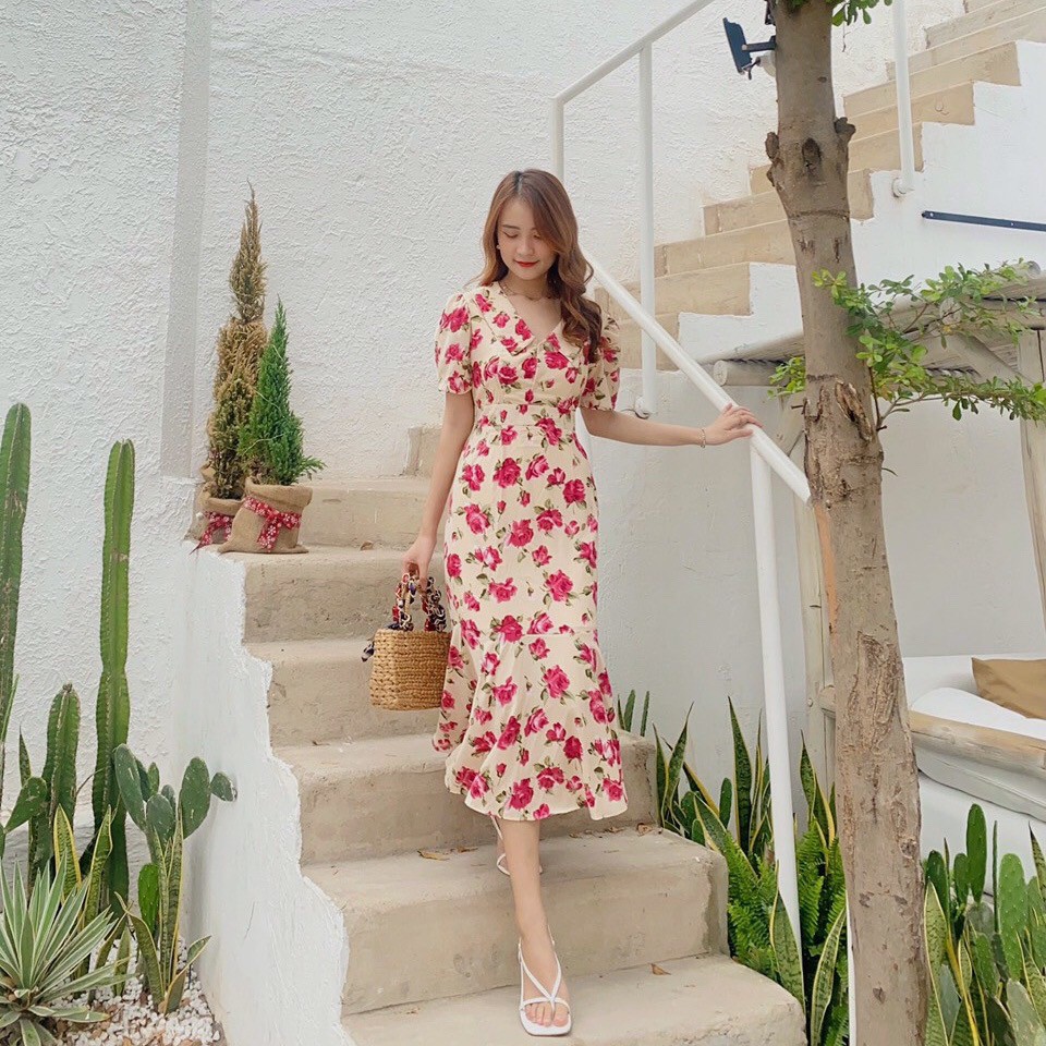 Đầm Maxi hoa, đi tiệc, đầm đuôi cá tôn dáng cho các chị diện Tết VINTAGE STORE | BigBuy360 - bigbuy360.vn