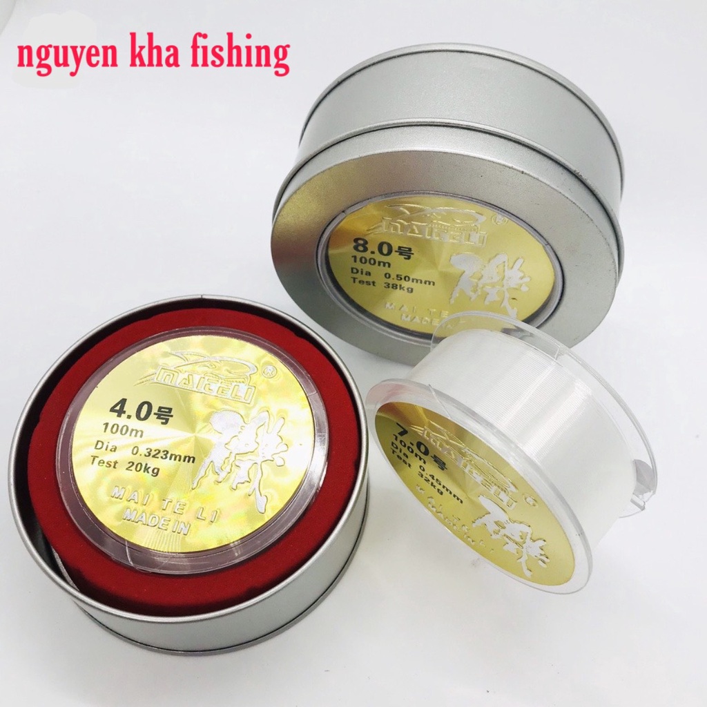 Cước Câu Cá Mateli Cao Cấp. Cước câu cá hộp sắt Maiteli dài 100m