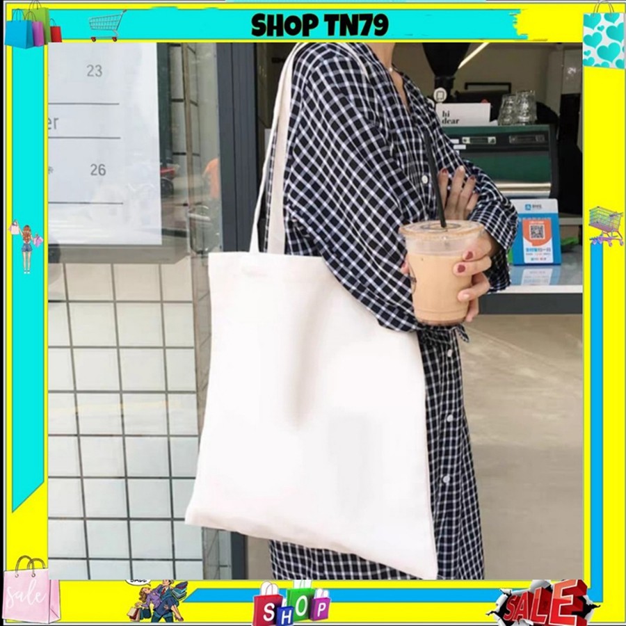 Túi tote đeo chéo canvas loại to thời trang phong cách Hàn Quốc giá rẻ đi học TĐ-46
