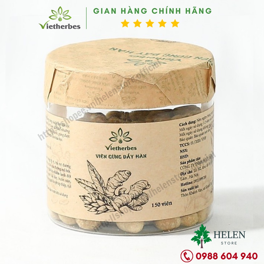 Viên gừng đẩy hàn Vietherbes 300 viên - Helen Store