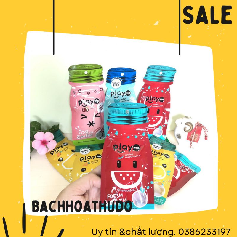 Kẹo Playmore _Thái lan gói 12g ( dưa hấu, xoài, đào, nho,chanh, táo,bạc hà,xí muôi),