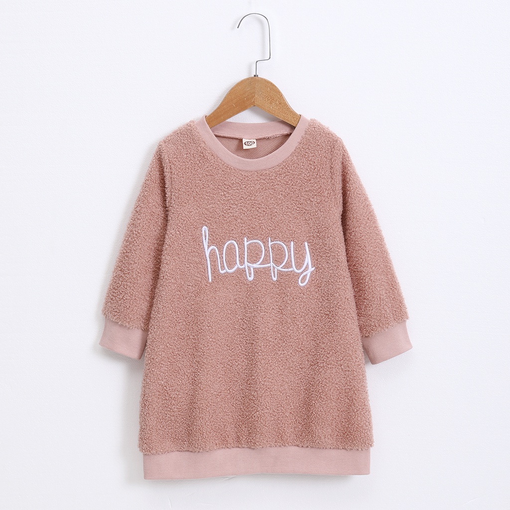 Đầm thời trang Mikrdoo vải cotton lông cừu tay dài phong cách mùa thu ấm áp dành cho bé