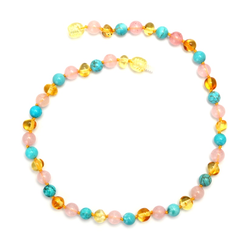 Vòng cổ Hạt Đá Hổ Phách Tự Nhiên Nhiều Màu Sắc 33cm Dành Cho Trẻ Em