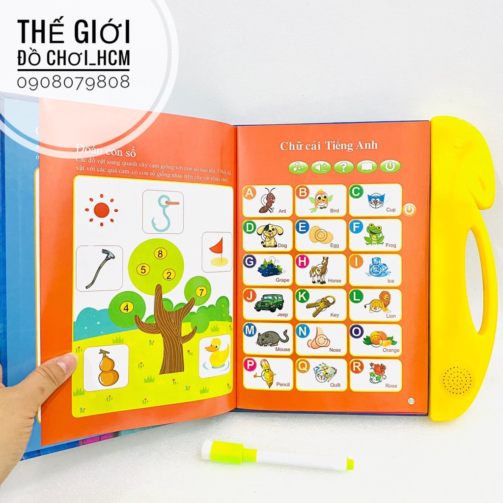 [VỪA HỌC VỪA CHƠI] Đồ chơi sách nói điện tử song ngữ Anh Việt giúp bé học chữ, số, các loại hình, con vật, xe