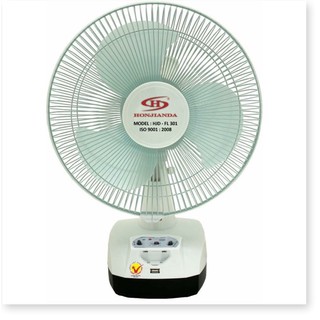 Quạt tích điện có cổng sạc USB Honjianda cao cấp tích hợp đèn led - BH 6(9) tháng