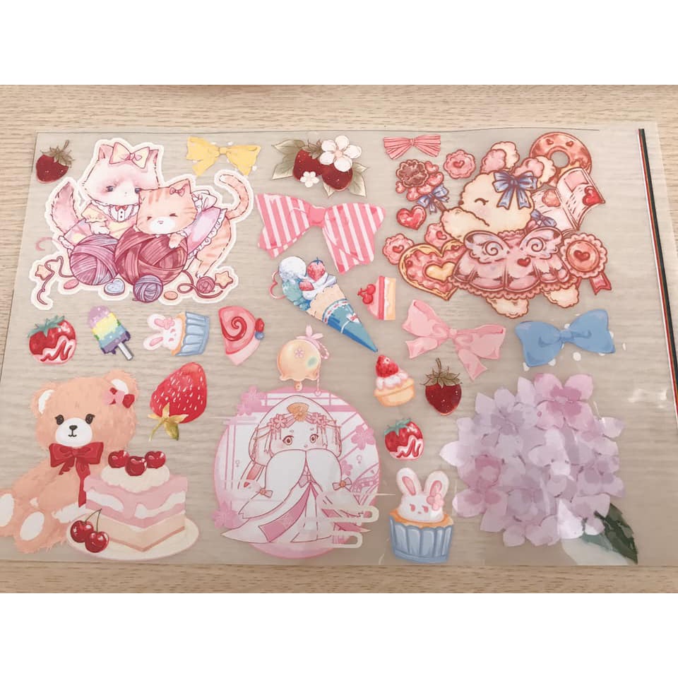 Miếng sticker patch ủi nhiệt hoạ tiết Lolita dễ thương gấu bông dâu tây ngọt ngào