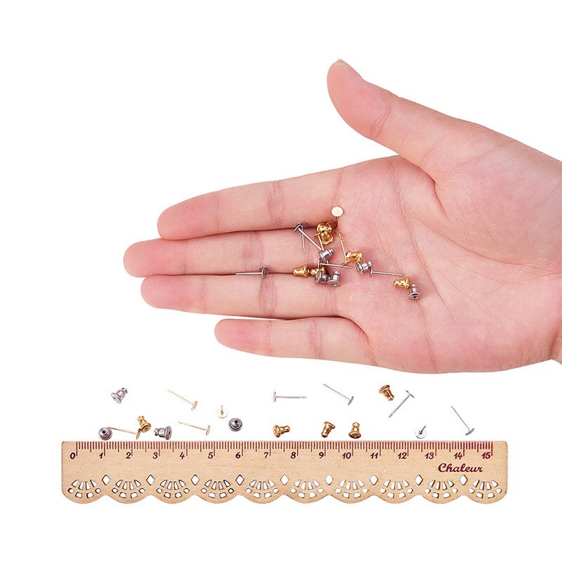 1 đôi bông tai bằng titan không gỉ màu vàng kim cho trang sức resin