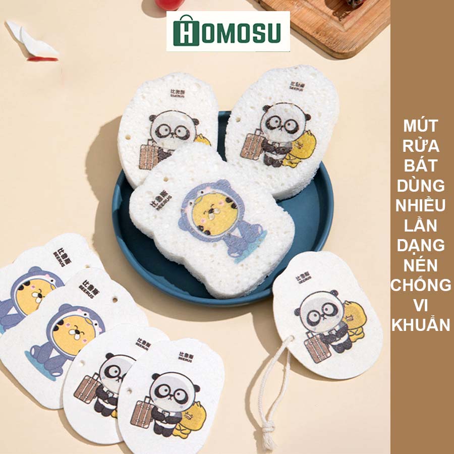 Mút Rửa Chén Dạng Nén Dùng Nhiều Lần Dễ Thương Chống Vi Khuẩn E003