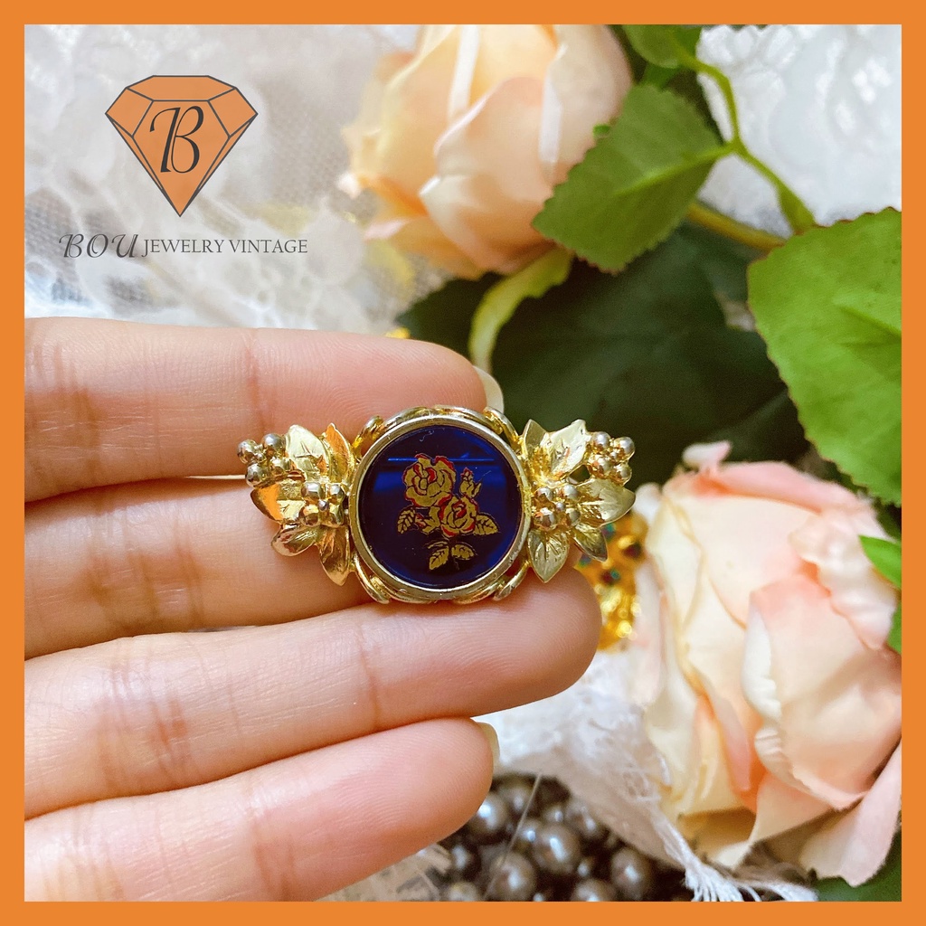 CÀI ÁO HÌNH HOA HỒNG SECONDHAND TRANG SỨC SI NHẬT BẢN BOU JEWELRY VINTAGE MÃ CA222