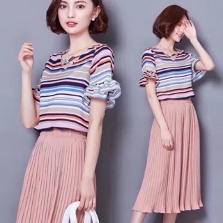 Quần váy voan dài dập ly