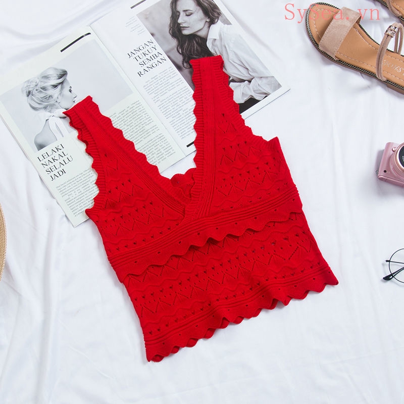 Áo hai dây dệt kim kiểu dáng quyến rũ cho nữ