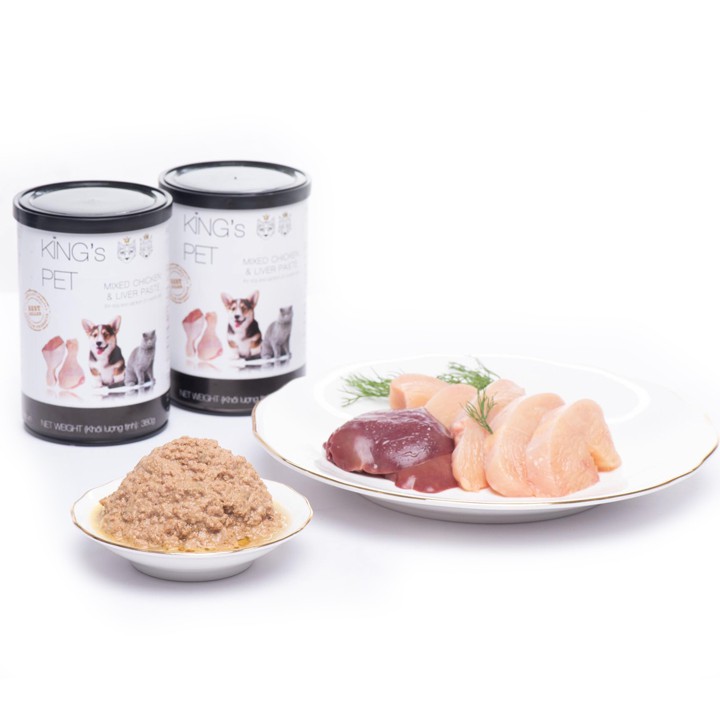 Thức ăn Pate cho chó mèo Kings Pet vị gà hộp 380gr