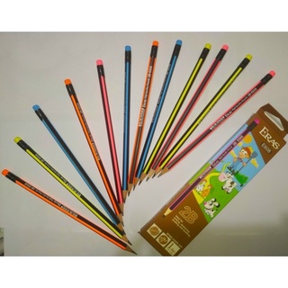1 hộp 12c Eras E608 bút chì sọc tam giác 2B có tẩy chính hãng