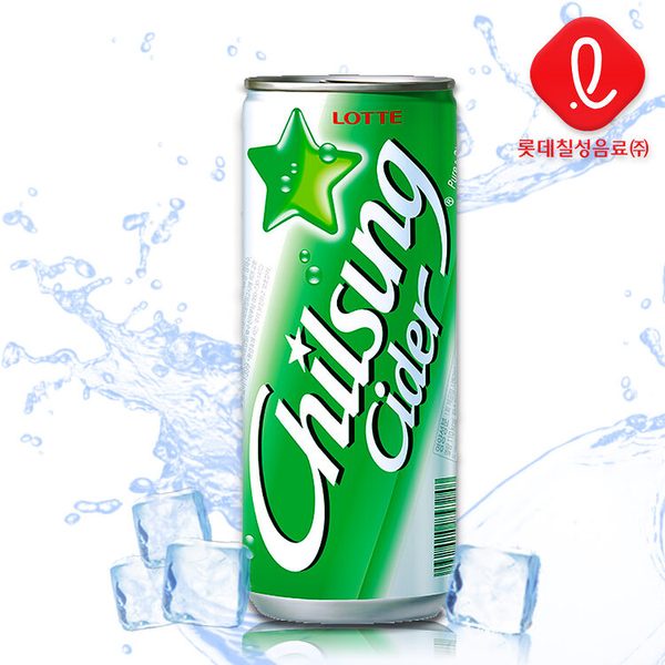 Nước ngọt có ga Chilsung Cider hương chanh lon 250ml - (롯데) 칠성 사이다 - Nước uống nhập khẩu