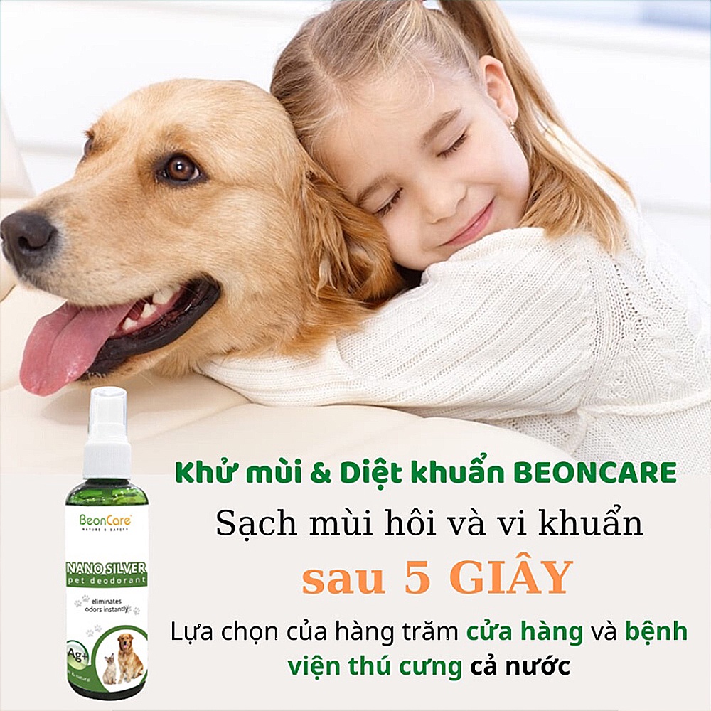 Pet Deodorant, Xịt Khử Mùi Thú Cưng, Khử Mùi Hôi Chó Mèo BeonCare, Sạch Ngứa – Công Nghệ Diệt Khuẩn Nano Silver - 100ml