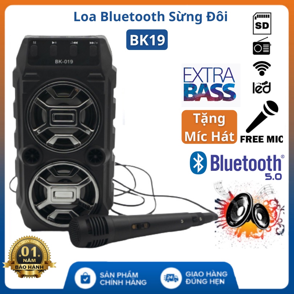 Loa karaoke mini di động Kimiso Bk019 loa hát âm lớn, hát karaoke hay/Tặng Kèm Mic Cao Cấp - BH 12 tháng