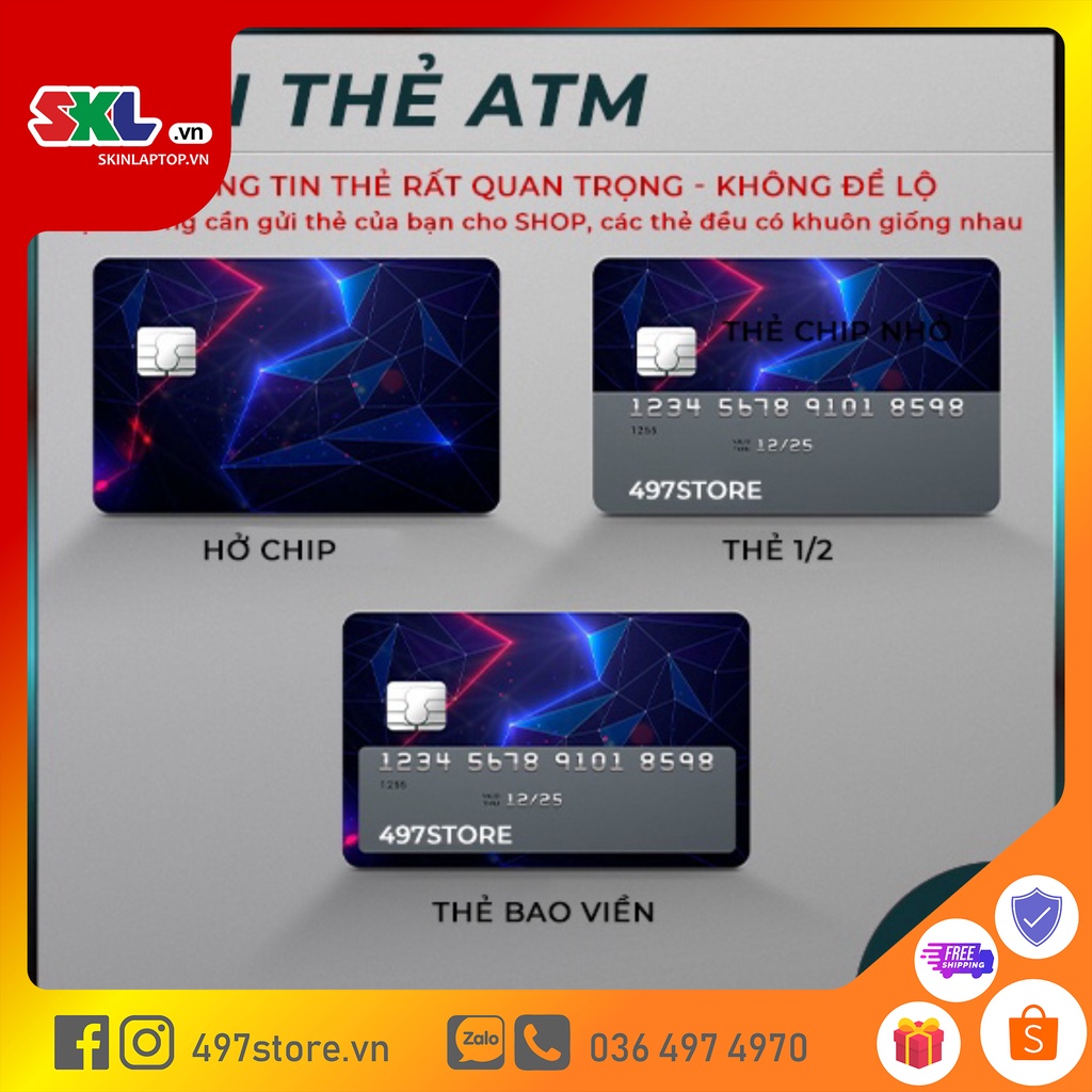Skin Card Nhãn Hiệu Thời Trang - Miếng Dán ATM, Thẻ Xe, Thẻ Từ, Thẻ Chung Cư,... - Chất Liệu Chống Xước - Chống Nước
