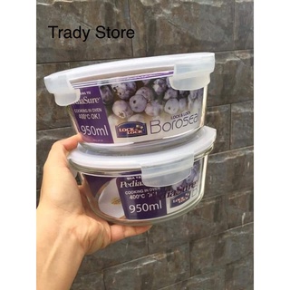 Hộp thủy tinh lock and lock chịu nhiệt cao cấp có nắp gập 380ml,. 950ml.