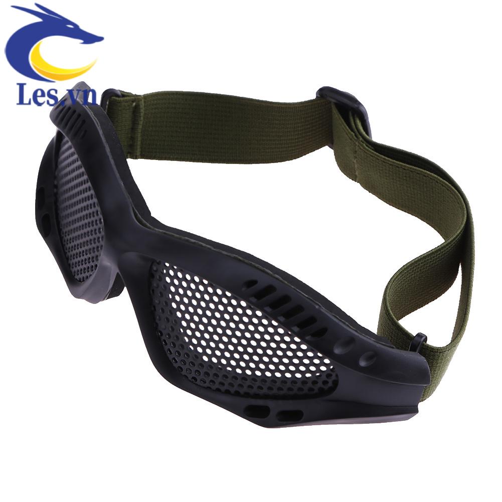Kính Bảo Hộ Chiến Thuật Dạng Lưới Bằng Kim Loại Chống Sốc Màu Đen