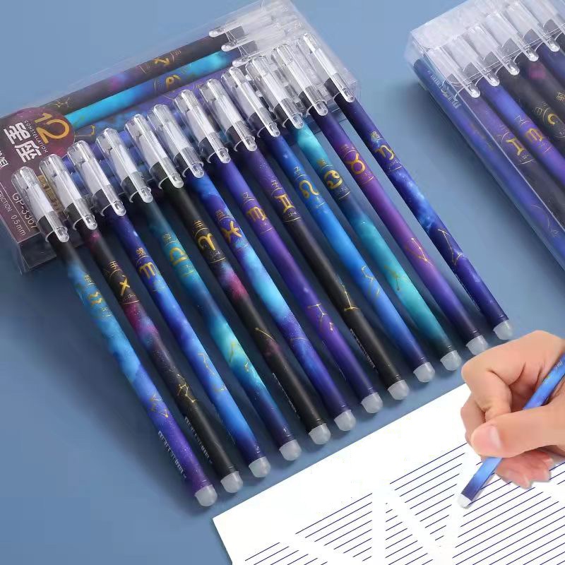 Hộp 12 Cây Bút Bi Ngòi 0.5Mm Mực Xanh / Đen Có Thể Xóa Được