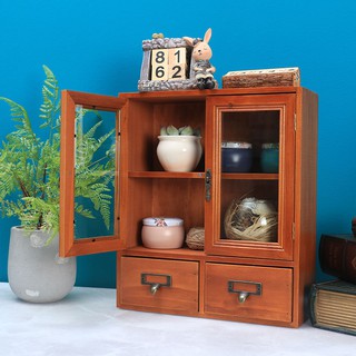 Tủ Gỗ Đựng Đồ Để Bàn Phong Cách Retro