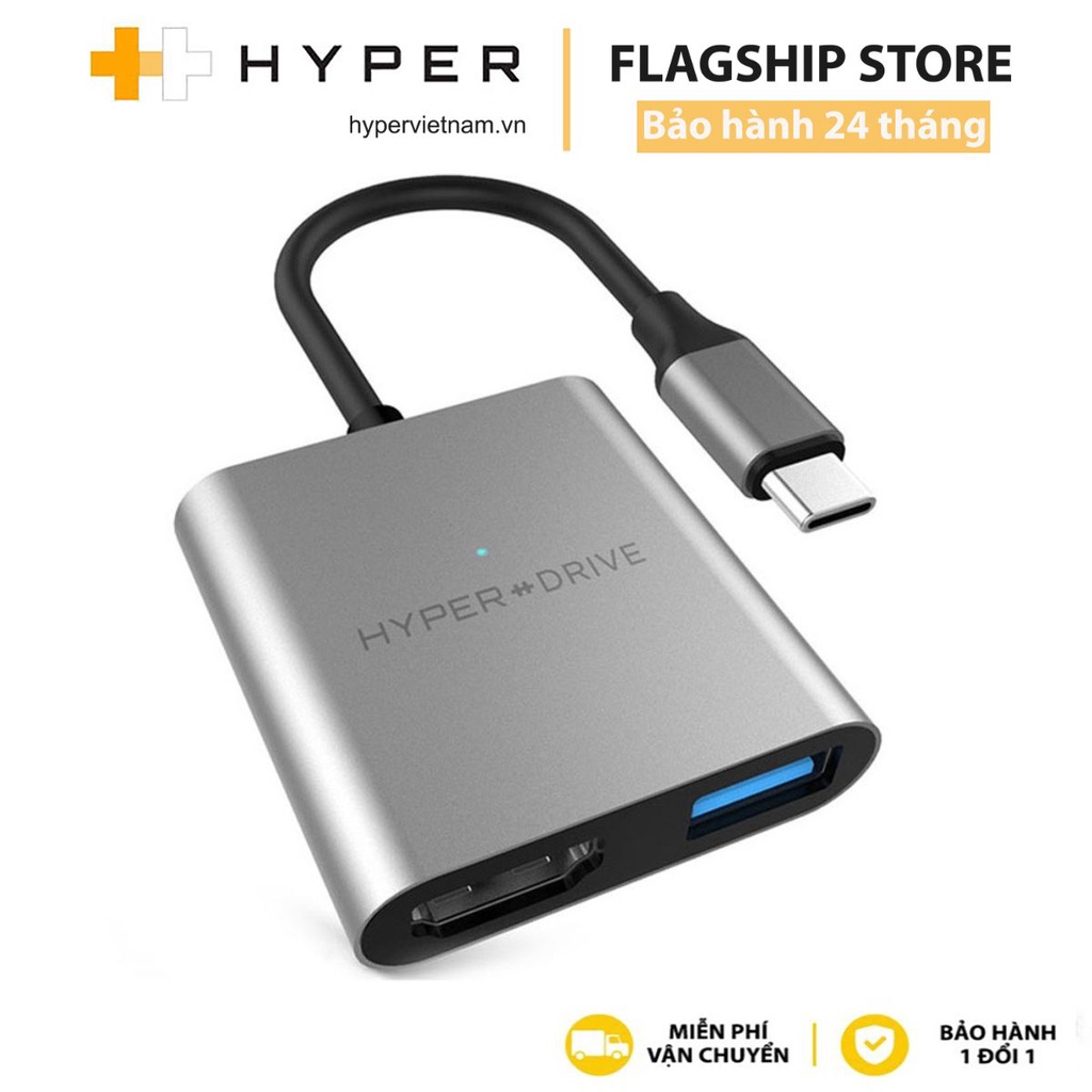 Cổng chuyển HyperDrive 4k HDMI 3-in-1 USB-C HUB cho Macbook, PC & Devices - HD259A -