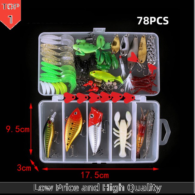 organizer set fishing lure set Bộ 78 Mồi Giả Thu Hút Câu Cá Hiệu Quả