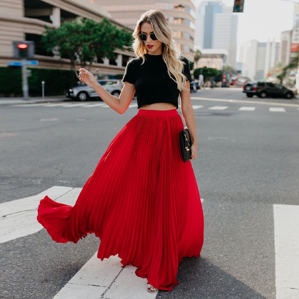 Chân váy dài lưng cao màu trơn phong cách vintage thời trang cho nữ | BigBuy360 - bigbuy360.vn