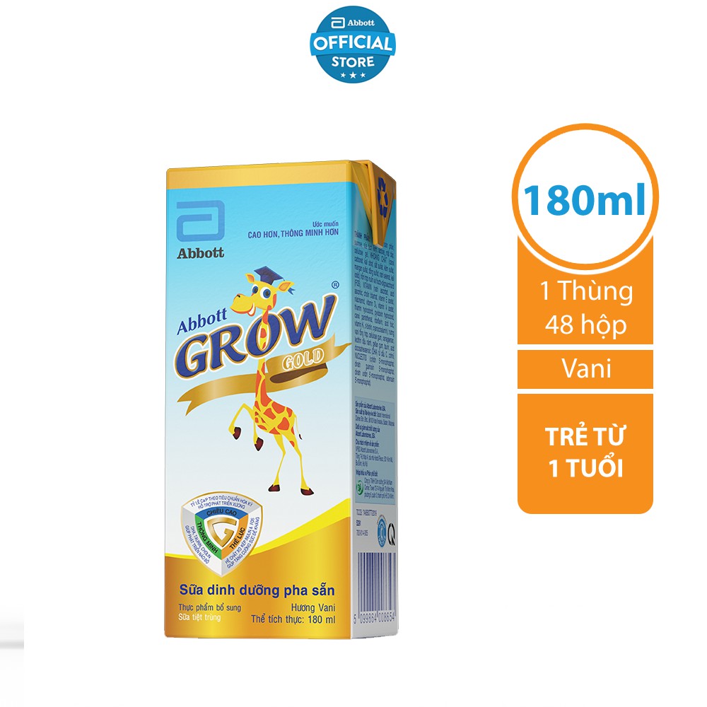 Thùng 48 hộp Sữa nước Abbott Grow Gold 180ml/ hộp