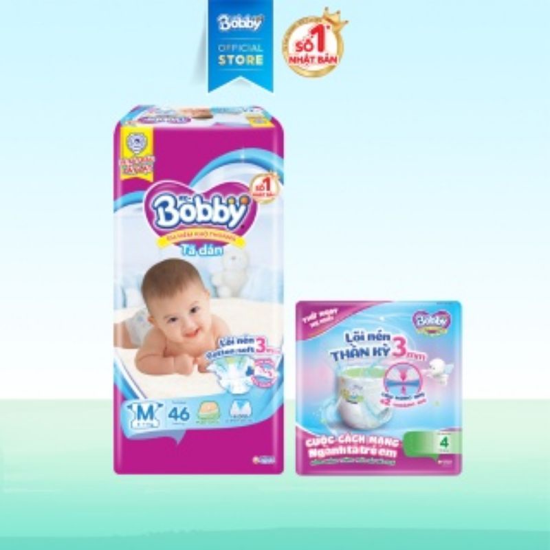 Tã dán BOBBY SIZE M48, L42 miếng Siêu mềm mại cho bé yêu