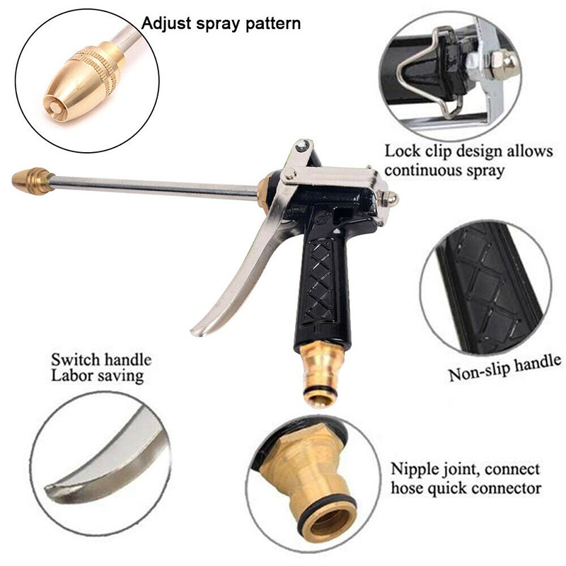 IN STOCK Metal Water Spray Gun High Pressure Water Sprayer for Garden Hose Pipe Lawn Car Washing