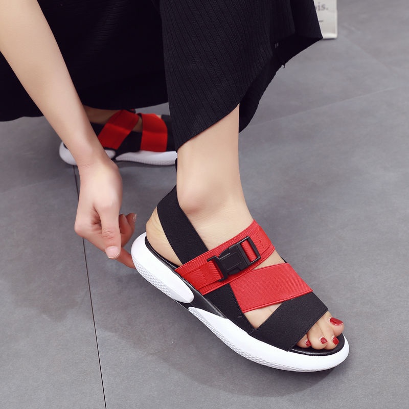 Giày Sandal Thể Thao Đế Phẳng Dày Phong Cách Hàn Quốc Mới Cho Nữ Sinh