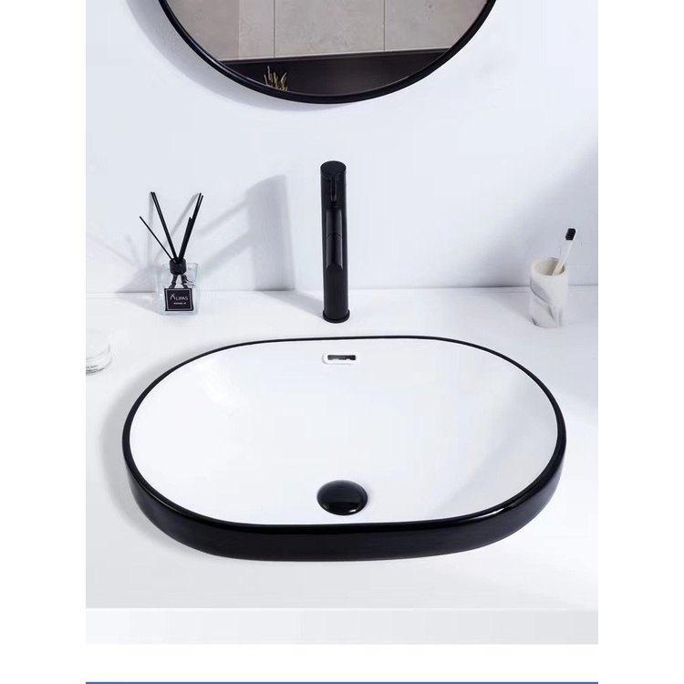 CHẬU RỬA LAVABO BÀN ĐÁ ÂM DƯƠNG VÀNH - N105D