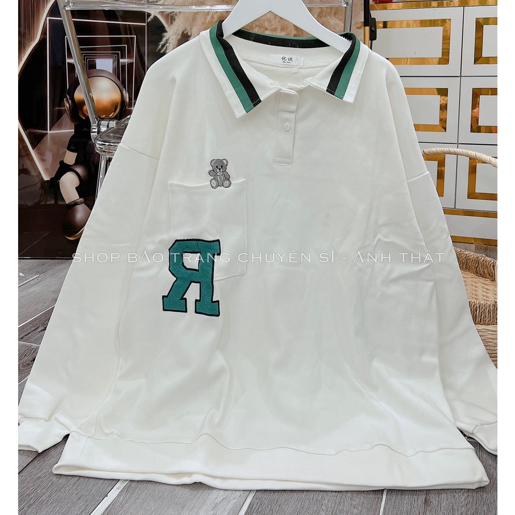 Áo Bo Tăm Tàu Chữ R Cổ Bẻ Polo Chất Đẹp Unisex Nam Nữ