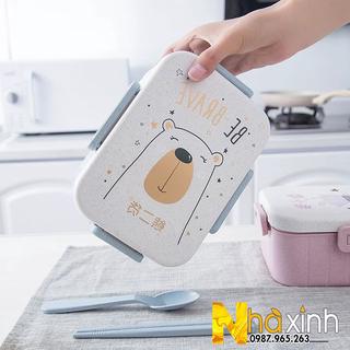 Hộp cơm lúa mạch 2 ngăn / Hộp đựng cơm văn phòng