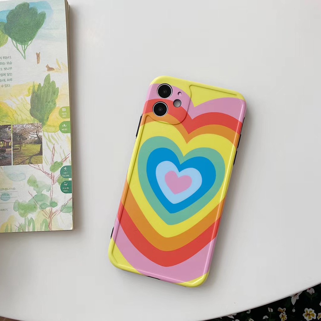 Ốp điện thoại mềm hình trái tim cầu vồng cho iPhone11 11Promax 7Plus 7 8 8 X XR XSmax SE2020 | BigBuy360 - bigbuy360.vn