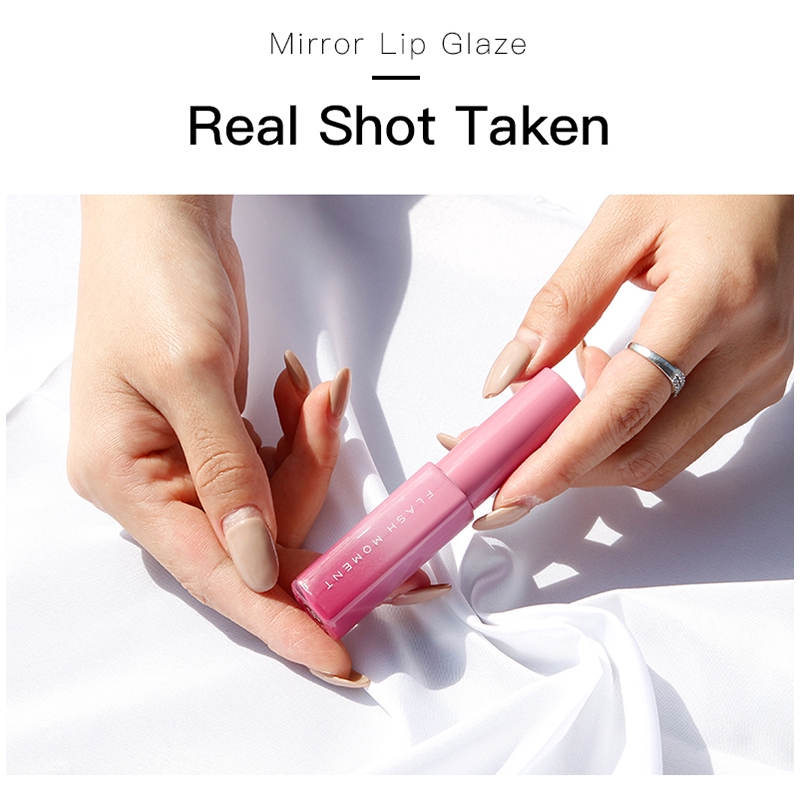 【TGS】(Son bóng)Lips Makeup Liquid Lipstick Mirror Surface Lip Gloss Tint Lasting Moisturizing Non-stick Cup Lip Glaze