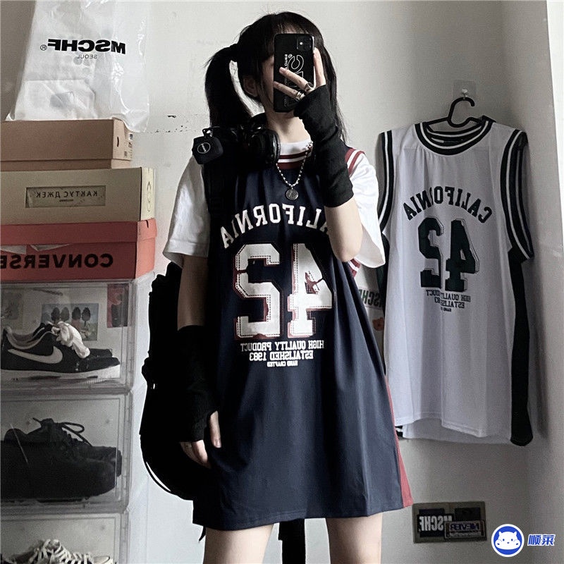 Áo Thun Bóng Rổ Sát Nách Form Rộng Phong Cách retro Hàn Quốc Cho Nữ
