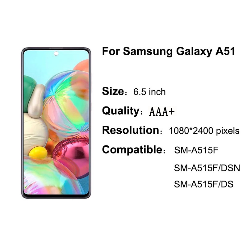 Màn Hình Samsung Galaxy A51 LCD A515 A515F / DS A515FD A515 Cảm Ứng LCD Thay Thế Chuyên Dụng Cho