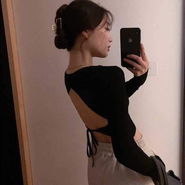 Áo Dài Tay Skinny!Áo Thun Tay Dài Dáng Ôm Thời Trang Mùa Thu 2022 Quyến Rũ Cho Nữ