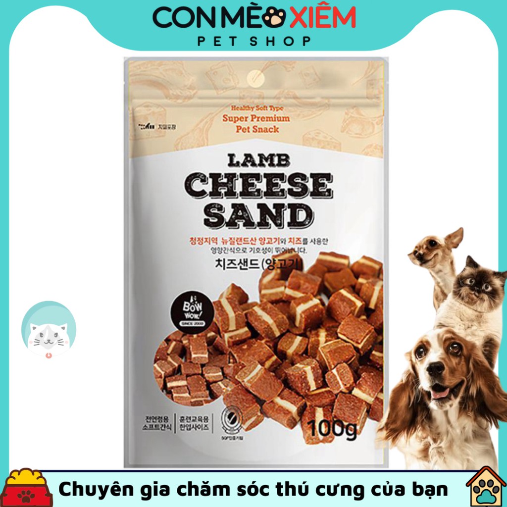 Phô mai cho chó thịt cừu Bowwow 100g, thức ăn snack thưởng tăng cân cún lớn nhỏ mẹ bầu Con Mèo Xiêm